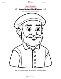 Prévia da folha de atividades imprimível Juan Sebastián Elcano