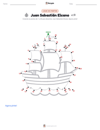 Prévia da folha de atividades imprimível Juan Sebastián Elcano