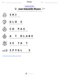 Juan Sebastián Elcano printable worksheet preview