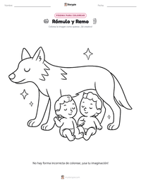 Página para colorear de Rómulo y Remo para niños