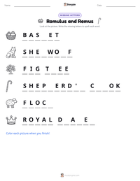 Romulus and Remus printable worksheet preview