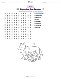 Prabaca lembar kerja cetak Romulus dan Remus