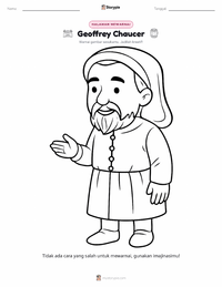 Halaman mewarnai Geoffrey Chaucer untuk anak-anak