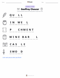 Geoffrey Chaucer printable worksheet preview