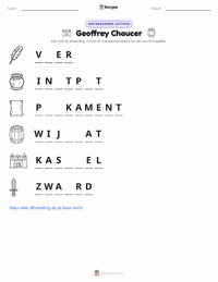 Geoffrey Chaucer afdrukbare werkblad voorbeeld