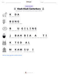 Prabaca lembar kerja cetak Kisah-Kisah Canterbury