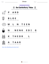 De Canterbury Tales afdrukbare werkblad voorbeeld