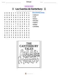 Vista previa de la hoja de trabajo imprimible de Los Cuentos de Canterbury