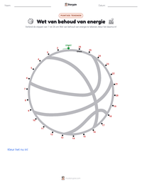Wet van behoud van energie afdrukbare werkblad voorbeeld