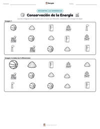 Vista previa de la hoja de trabajo imprimible de Conservación de la Energía