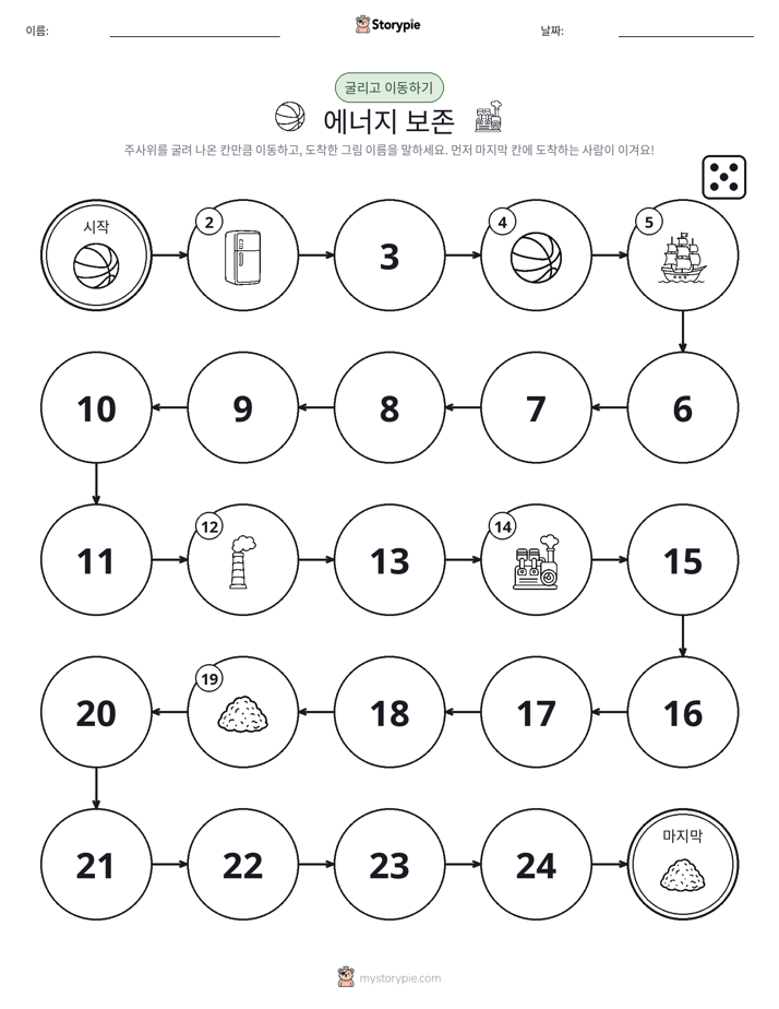 주사위 굴리고 이동하기 게임