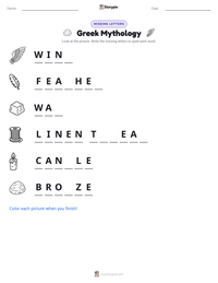 Greek Mythology printable worksheet preview