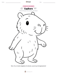 Pagina da colorare di Capibara per bambini