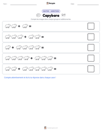 Aperçu de la feuille de travail imprimable Capybara