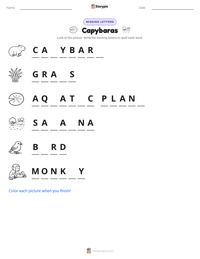Capybaras printable worksheet preview