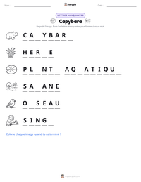 Aperçu de la feuille de travail imprimable Capybara