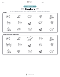 Aperçu de la feuille de travail imprimable Capybara