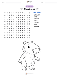 Capybaras printable worksheet preview