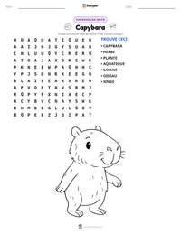 Aperçu de la feuille de travail imprimable Capybara