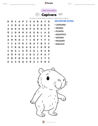 Prévia da folha de atividades imprimível Capivara