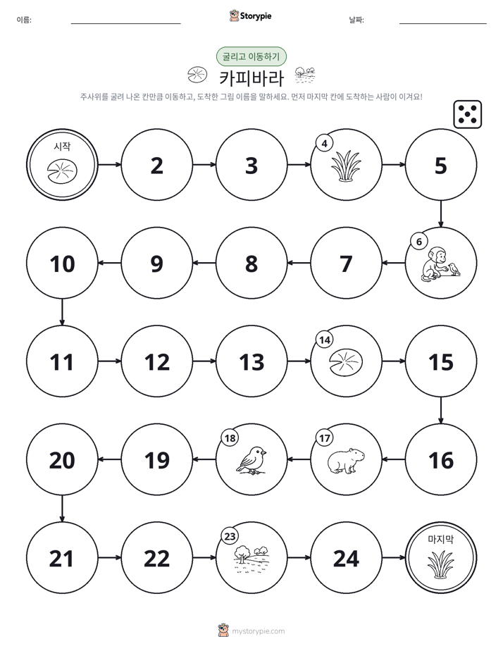 주사위 굴리고 이동하기 게임
