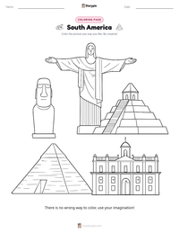 South America printable worksheet preview