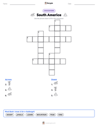 South America printable worksheet preview