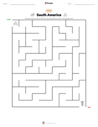 South America printable worksheet preview