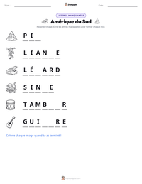 Aperçu de la feuille de travail imprimable Amérique du Sud