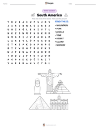 South America printable worksheet preview