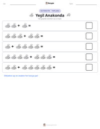 Yeşil Anakonda yazdırılabilir çalışma sayfası önizlemesi