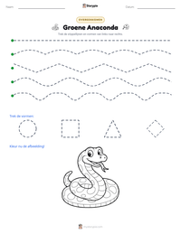Groene Anaconda afdrukbare werkblad voorbeeld