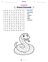 Groene Anaconda afdrukbare werkblad voorbeeld
