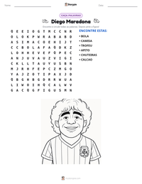 Prévia da folha de atividades imprimível Diego Maradona