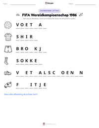 FIFA Wereldkampioenschap 1986 afdrukbare werkblad voorbeeld