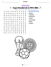 Vista previa de la hoja de trabajo imprimible de Copa Mundial de la FIFA 1986