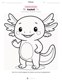 Pagina da colorare di Axolotl per bambini