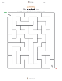 Aperçu de la feuille de travail imprimable Axolotl