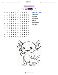 Aperçu de la feuille de travail imprimable Axolotl