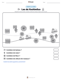 Aperçu de la feuille de travail imprimable Lac de Xochimilco