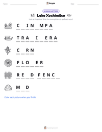 Lake Xochimilco printable worksheet preview