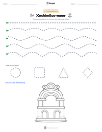 Xochimilco-meer afdrukbare werkblad voorbeeld
