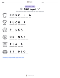 Podgląd drukowalnego arkusza ćwiczeń S.S.C. Napoli