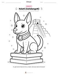 Xolotl (Aztekengott) druckbare Arbeitsblatt Vorschau