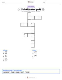 Xolotl (Aztec god) printable worksheet preview