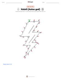 Xolotl (Aztec god) printable worksheet preview