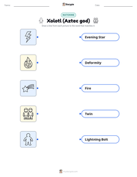 Xolotl (Aztec god) printable worksheet preview