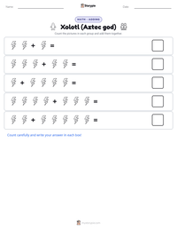 Xolotl (Aztec god) printable worksheet preview