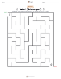 Xolotl (Aztekengott) druckbare Arbeitsblatt Vorschau