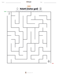 Xolotl (Aztec god) printable worksheet preview